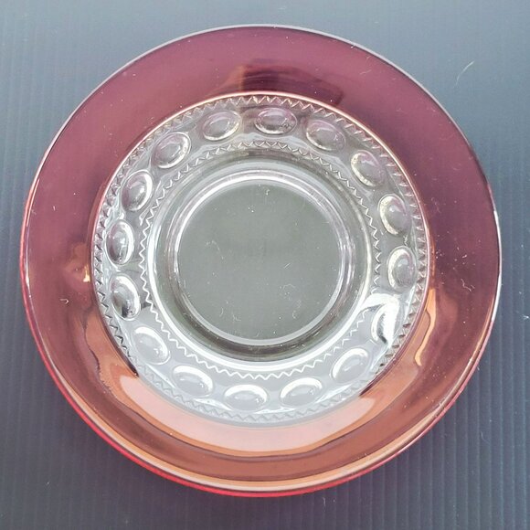 Vintage Tiffin King's Crown Cup & Saucer, 2 SETS, Cranberry & Clear c1950-65 USA - Picture 6 of 10